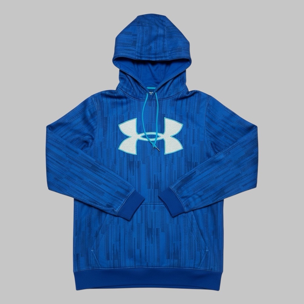 Under Armour Men's Blue Hooded Crewneck Sweatshirt with Aqua Logo